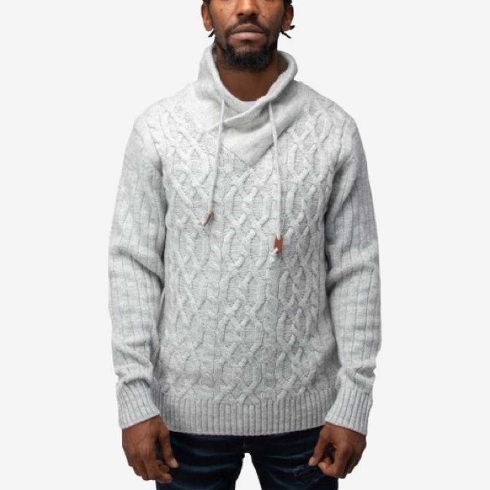 Grey cable knit chunky sweater